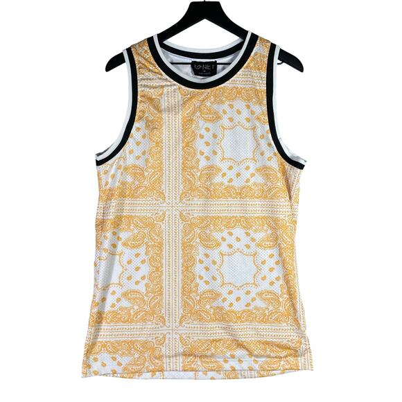 Baroque Bandana Print Gold Tank Top Men’s Medium Sleeveless Streetwear G-NET - Picture 1 of 10